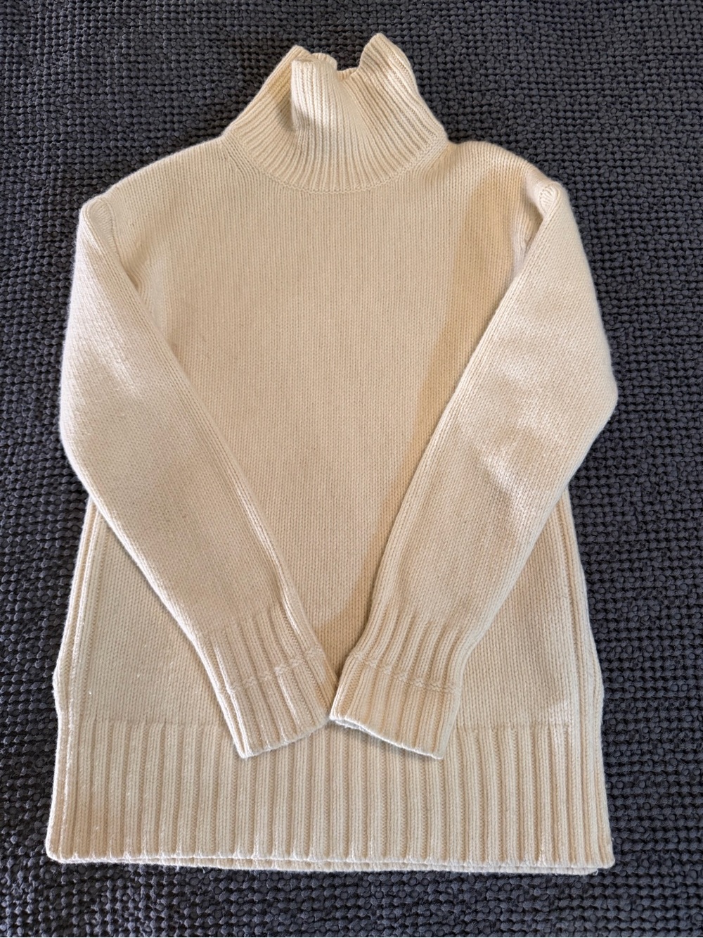 Everlane Wool Cashmere Blend Chunky Turtleneck Sweater Cream Ivory XS Ribbed